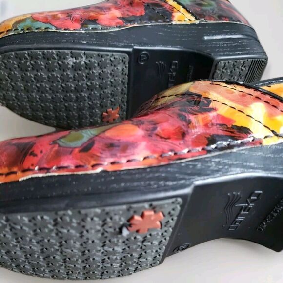 Dansko Patent Leather Clogs Women’s 6.5  XP Multi Floral  Work Slip Resistant - Picture 10 of 12